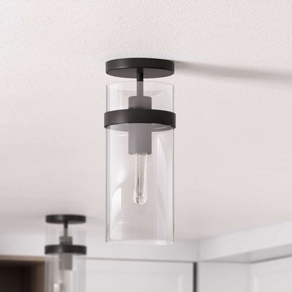 Hudson & Canal - Langdon 5in Wide Semi Flush Mount with Glass Shade in Blackened Bronze/Clear - SF0795 veiw 2