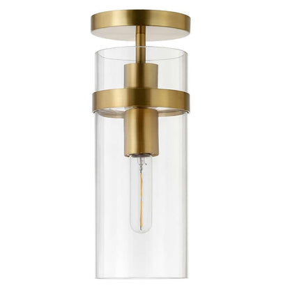 Hudson & Canal - Langdon 5in Wide Semi Flush Mount with Glass Shade in Brass/Clear - SF0796 veiw 1