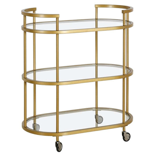 Hudson & Canal - Leif 30in Wide Oval Bar Cart in Brass - BC1147 veiw 1