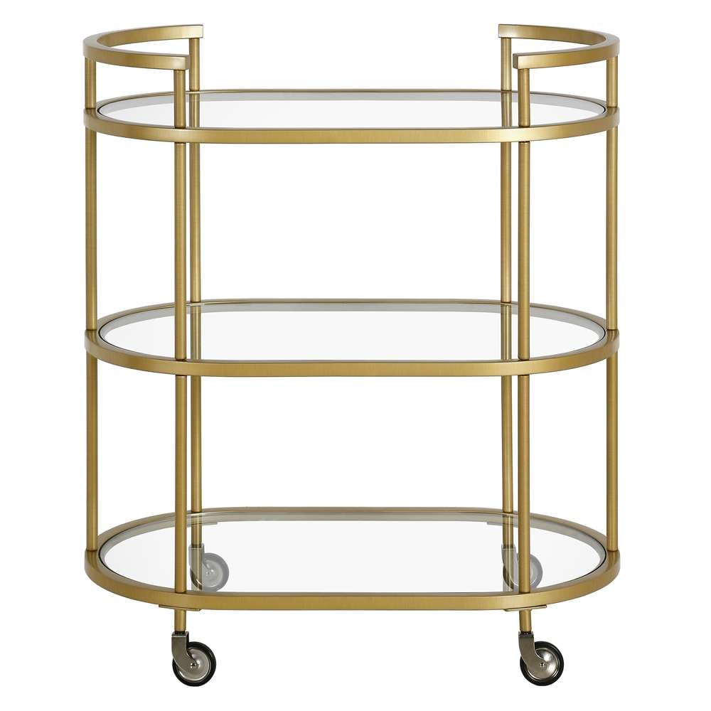 Hudson & Canal - Leif 30in Wide Oval Bar Cart in Brass - BC1147 veiw 3