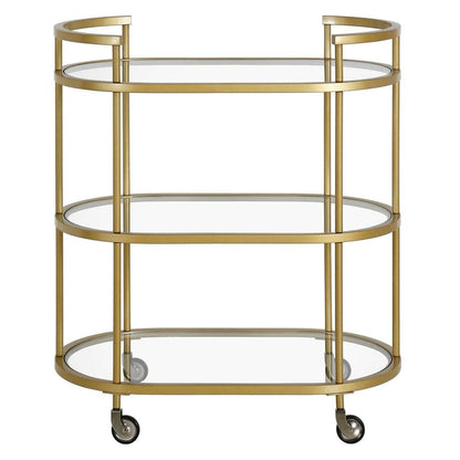 Hudson & Canal - Leif 30in Wide Oval Bar Cart in Brass - BC1147 veiw 3