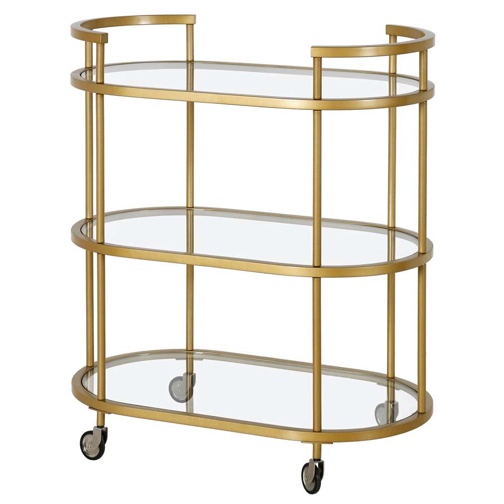 Hudson & Canal - Leif 30in Wide Oval Bar Cart in Brass - BC1147 veiw 4