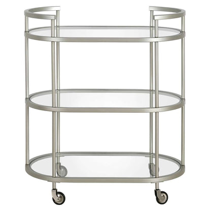 Hudson & Canal - Leif 30in Wide Oval Bar Cart in Satin Nickel - BC1148 veiw 3