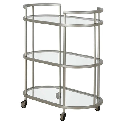 Hudson & Canal - Leif 30in Wide Oval Bar Cart in Satin Nickel - BC1148 veiw 4
