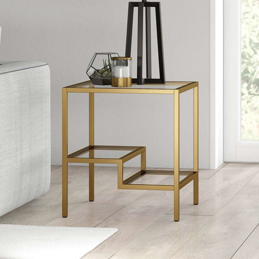 Hudson & Canal - Lovett 20in Wide Square Side Table in Brass - ST0360 veiw 2