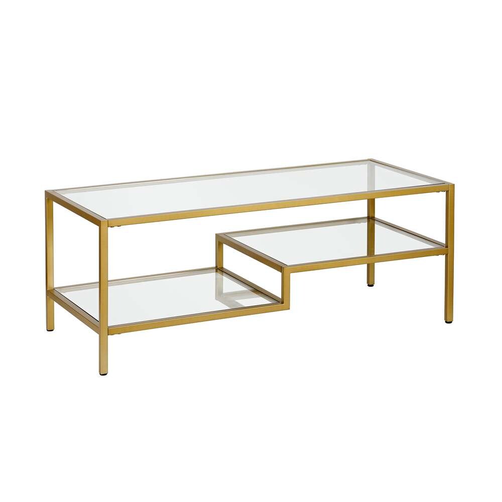 Hudson & Canal - Lovett 45in Wide Rectangular Coffee Table in Brass - CT0359 veiw 1