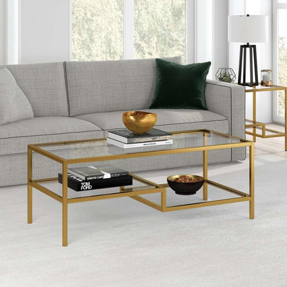 Hudson & Canal - Lovett 45in Wide Rectangular Coffee Table in Brass - CT0359 veiw 2
