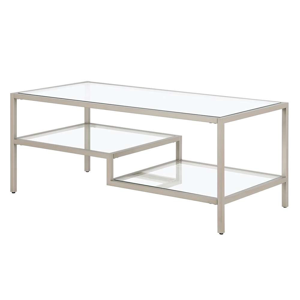 Hudson & Canal - Lovett 45in Wide Rectangular Coffee Table in Satin Nickel - CT0847 veiw 4