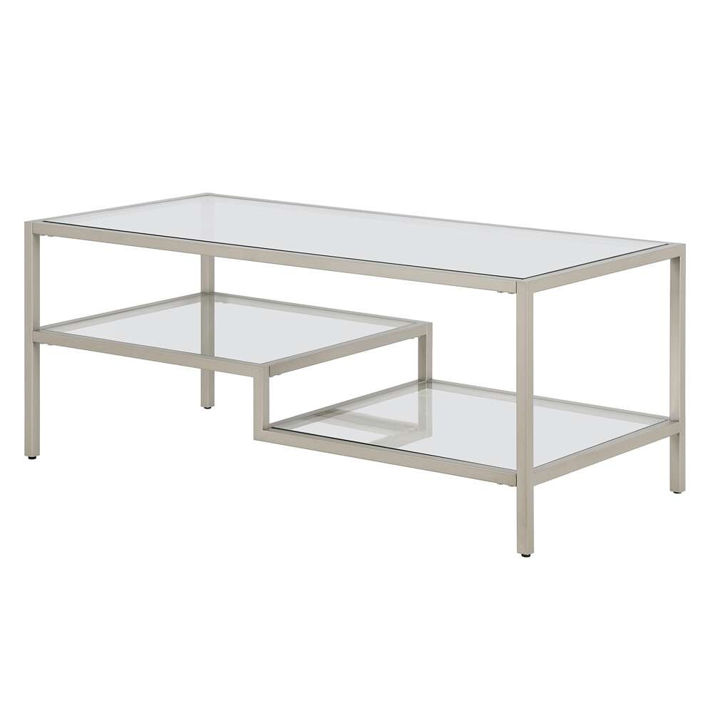 Hudson & Canal - Lovett 45in Wide Rectangular Coffee Table in Satin Nickel - CT0847 veiw 5