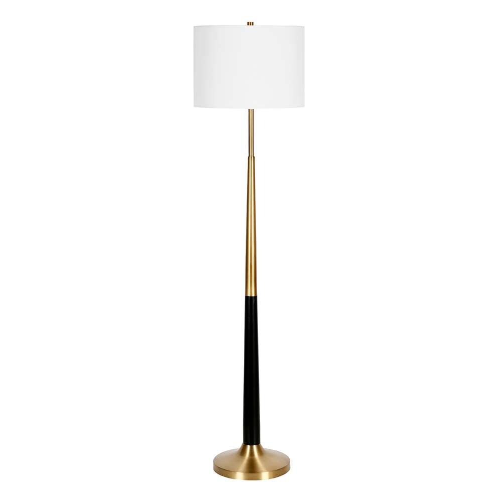 Hudson & Canal - Lyon Two-Tone Floor Lamp with Fabric Shade in Brass/Matte Black/White - FL0894 veiw 1