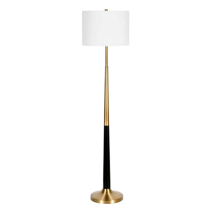 Hudson & Canal - Lyon Two-Tone Floor Lamp with Fabric Shade in Brass/Matte Black/White - FL0894 veiw 1