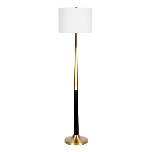 Hudson & Canal - Lyon Two-Tone Floor Lamp with Fabric Shade in Brass/Matte Black/White - FL0894 veiw 1