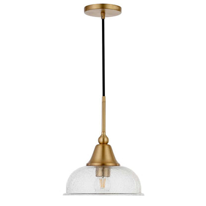 Hudson & Canal - Magnolia 10.75in Wide Pendant with Glass Shade in Brass/Seeded - PD0524 veiw 1