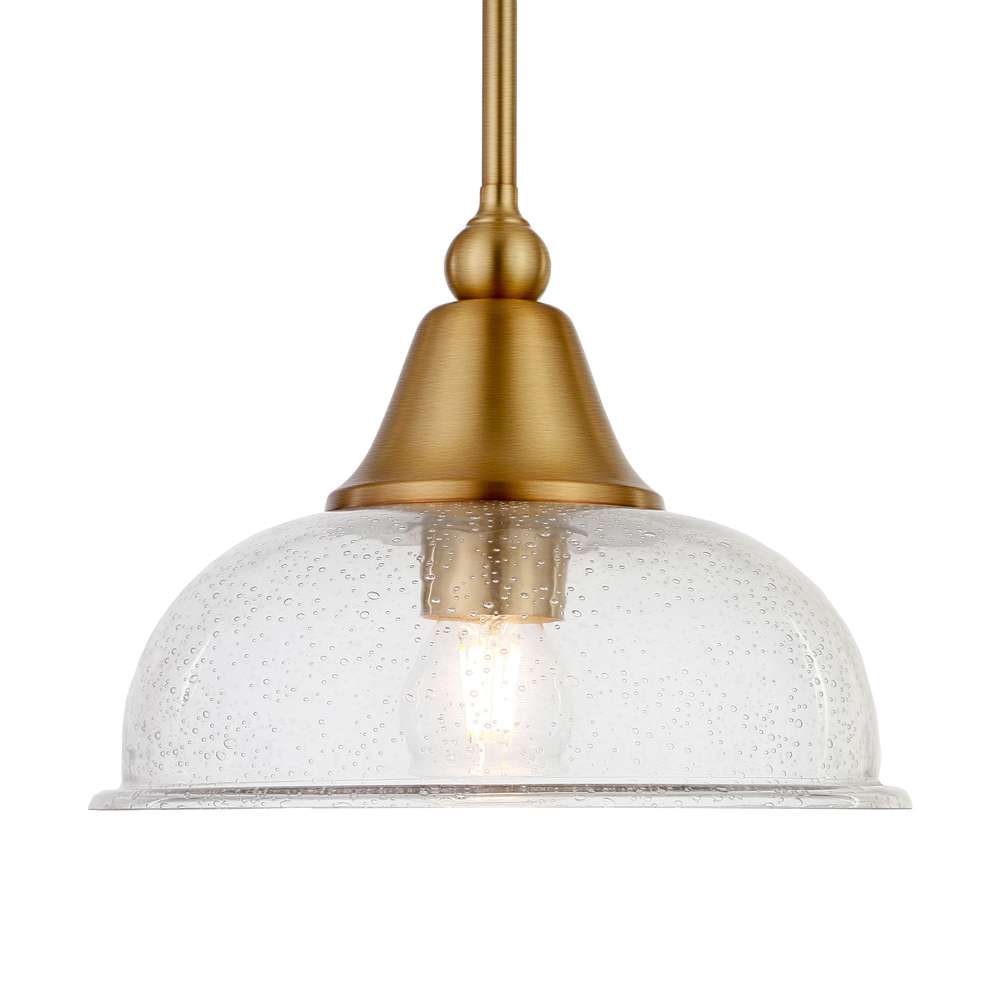 Hudson & Canal - Magnolia 10.75in Wide Pendant with Glass Shade in Brass/Seeded - PD0524 veiw 3