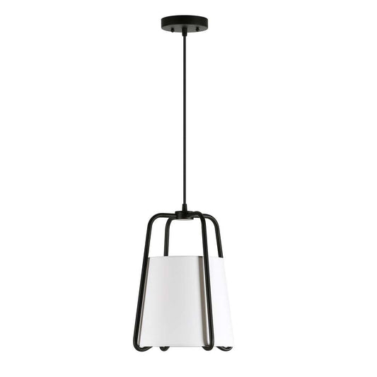 Hudson & Canal - Marduk 11in Wide Pendant with Fabric Shade in Blackened Bronze/White - PD0351 veiw 1