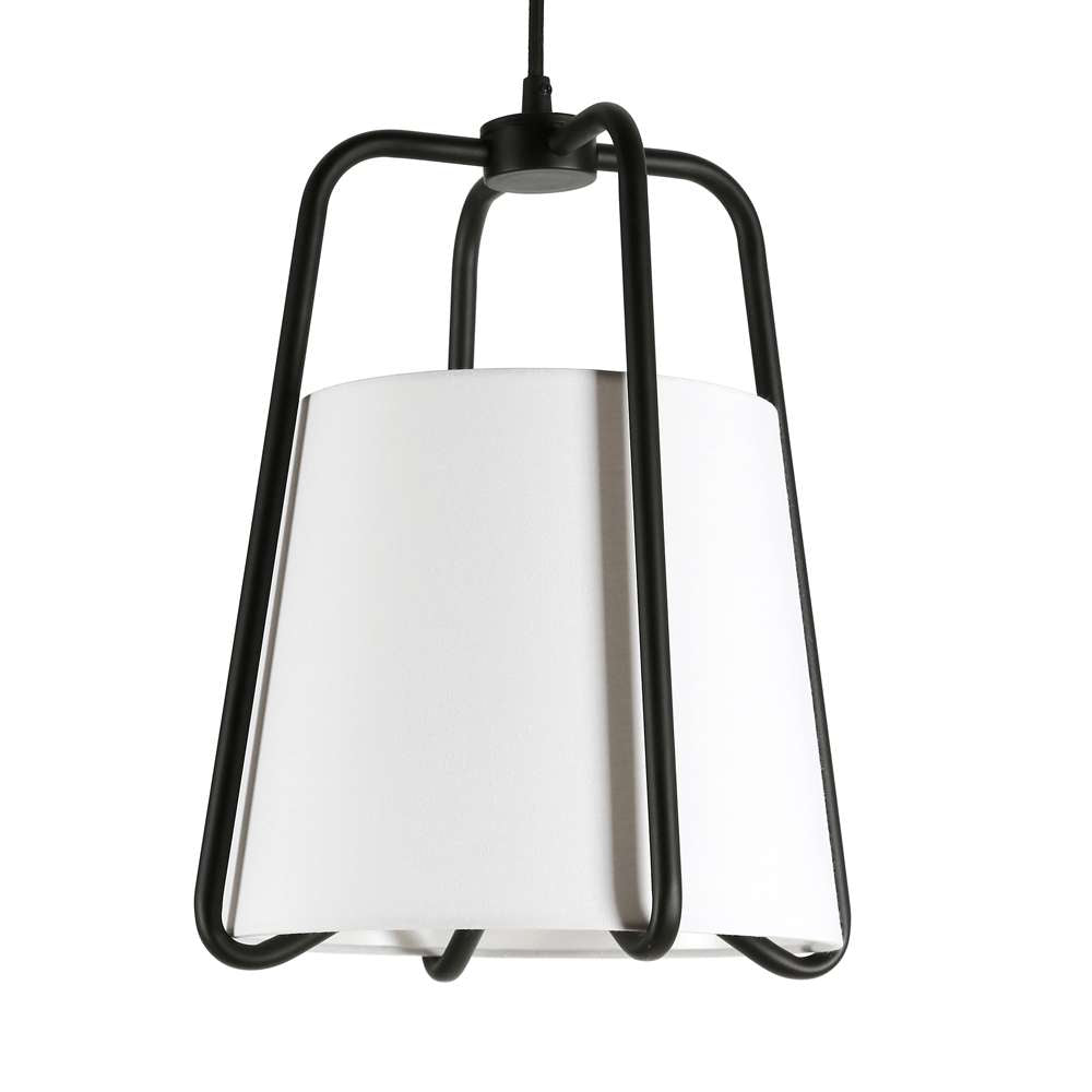 Hudson & Canal - Marduk 11in Wide Pendant with Fabric Shade in Blackened Bronze/White - PD0351 veiw 3