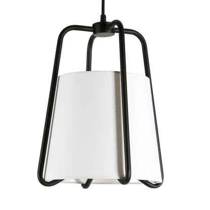 Hudson & Canal - Marduk 11in Wide Pendant with Fabric Shade in Blackened Bronze/White - PD0351 veiw 3