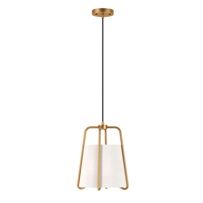 Hudson & Canal - Marduk 11in Wide Pendant with Fabric Shade in Brass/White - PD0072 veiw 1