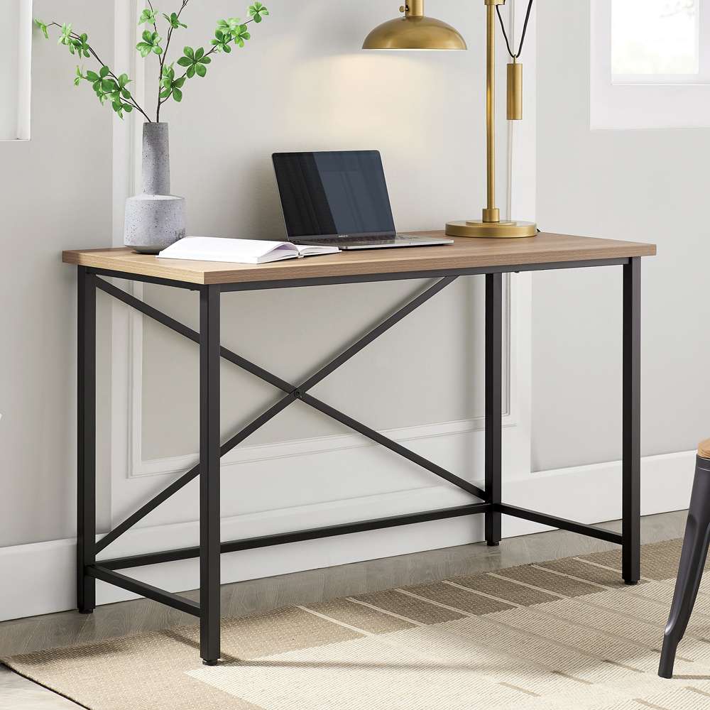 Hudson & Canal - Martina Rectangular 47.5in Wide Desk in Black/Golden Oak - OF0840 veiw 2