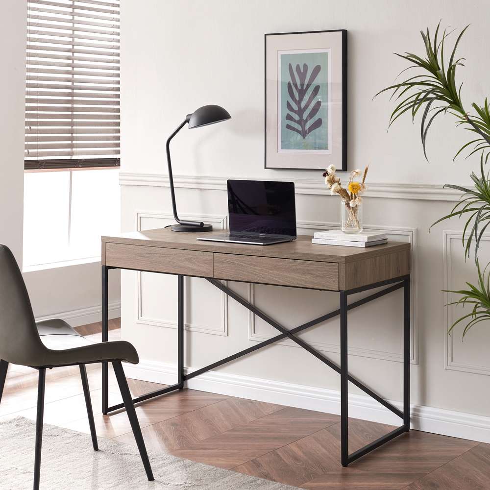 Hudson & Canal - Mason Rectangular 47.75in Wide Desk in Antiqued Gray Oak - OF1297 veiw 2