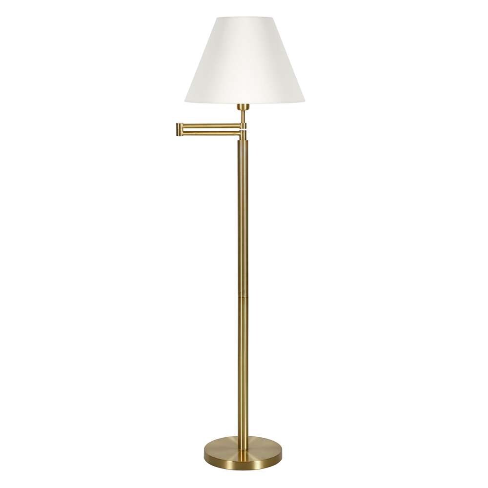 Hudson & Canal - Moby Swing Arm Floor Lamp with Fabric Empire Shade in Brass/White - FL0363 veiw 1