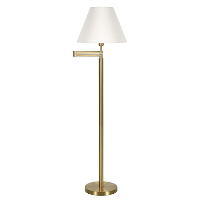 Hudson & Canal - Moby Swing Arm Floor Lamp with Fabric Empire Shade in Brass/White - FL0363 veiw 1