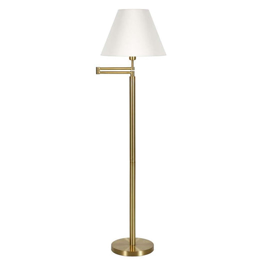 Hudson & Canal - Moby Swing Arm Floor Lamp with Fabric Empire Shade in Brass/White - FL0363 veiw 1