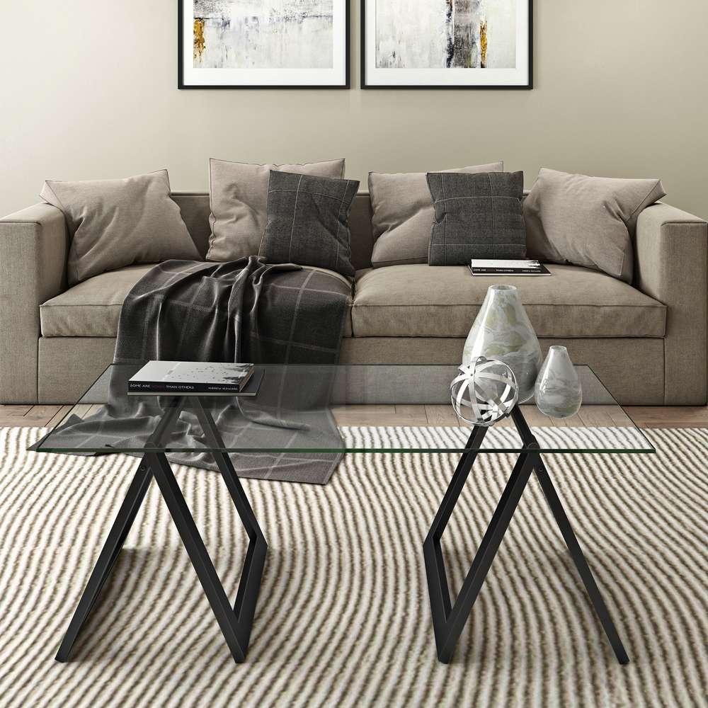 Hudson & Canal - Modara 46in Wide Rectangular Coffee Table in Blackened Bronze - CT0062 veiw 2