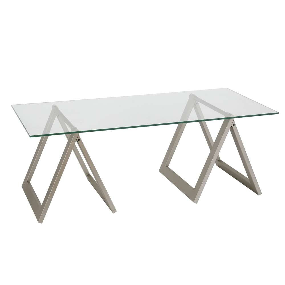 Hudson & Canal - Modara 46in Wide Rectangular Coffee Table in Satin Nickel - CT0063 veiw 1