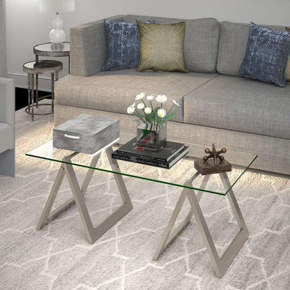 Hudson & Canal - Modara 46in Wide Rectangular Coffee Table in Satin Nickel - CT0063 veiw 2