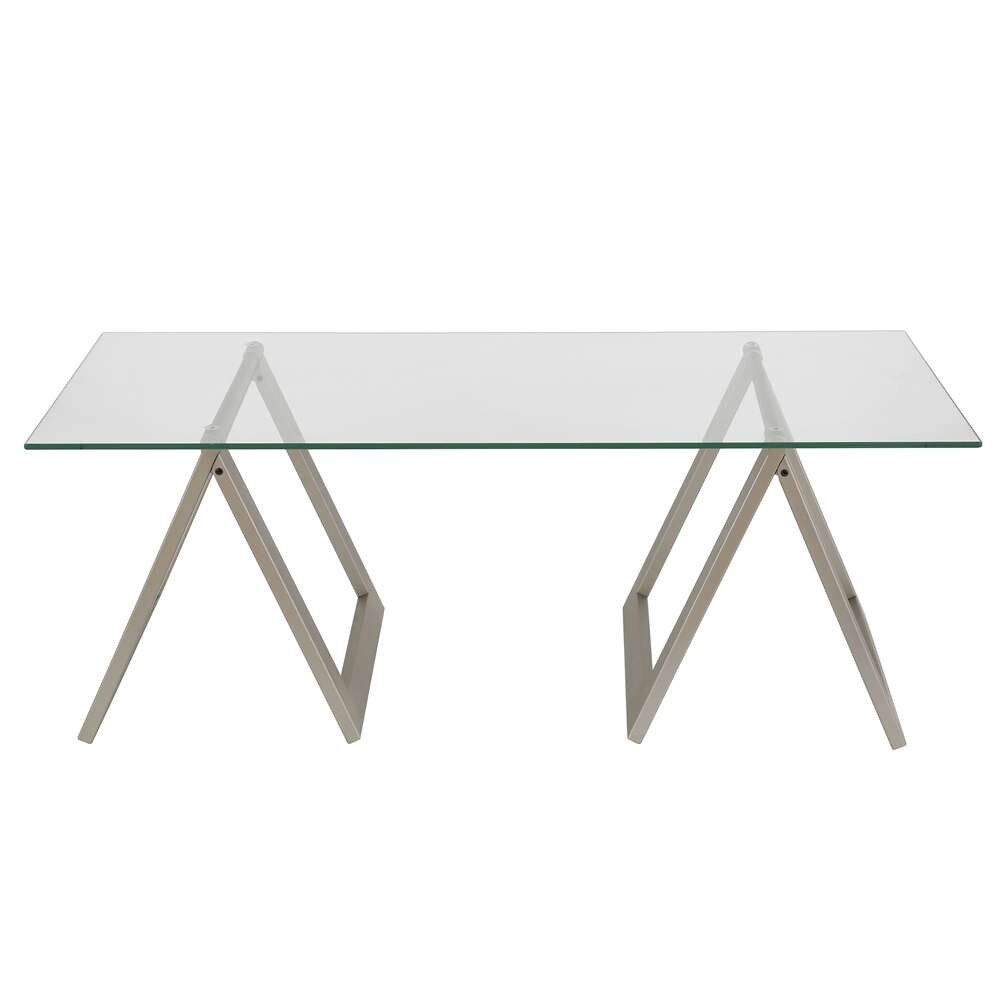 Hudson & Canal - Modara 46in Wide Rectangular Coffee Table in Satin Nickel - CT0063 veiw 3