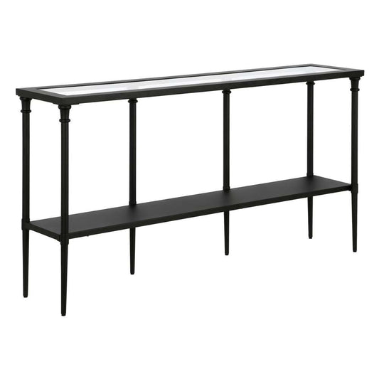 Hudson & Canal - Nellie 55in Wide Rectangular Console Table with Metal Shelf in Blackened Bronze - AT0985 veiw 1