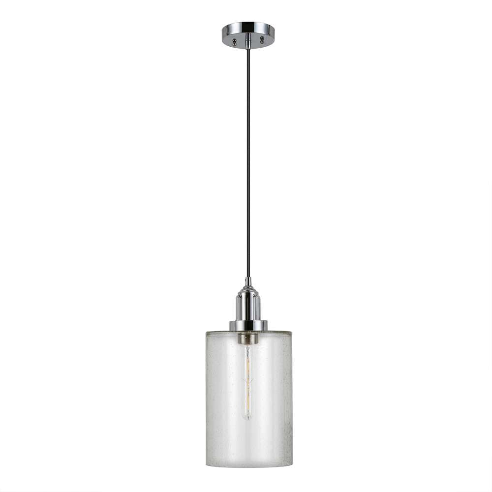 Hudson & Canal - Nora 7.87in Wide Pendant with Glass Shade in Polished Nickel/Seeded - PD0075 veiw 1