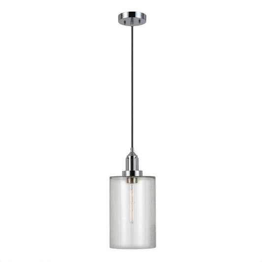 Hudson & Canal - Nora 7.87in Wide Pendant with Glass Shade in Polished Nickel/Seeded - PD0075 veiw 1