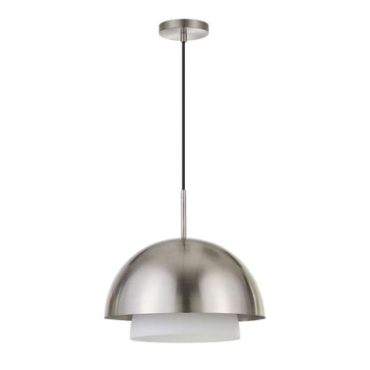 Hudson & Canal - Octavia 15.75in Wide Pendant with Metal/Glass Shade in Brushed Nickel/Brushed Nickel and White - PD0525 veiw 1