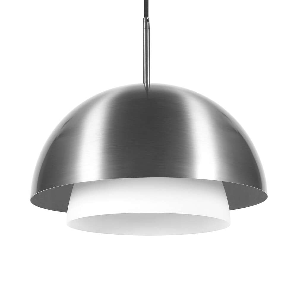Hudson & Canal - Octavia 15.75in Wide Pendant with Metal/Glass Shade in Brushed Nickel/Brushed Nickel and White - PD0525 veiw 3