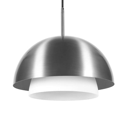 Hudson & Canal - Octavia 15.75in Wide Pendant with Metal/Glass Shade in Brushed Nickel/Brushed Nickel and White - PD0525 veiw 3