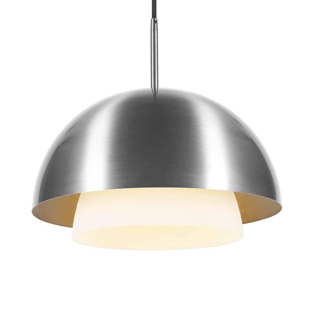 Hudson & Canal - Octavia 15.75in Wide Pendant with Metal/Glass Shade in Brushed Nickel/Brushed Nickel and White - PD0525 veiw 4