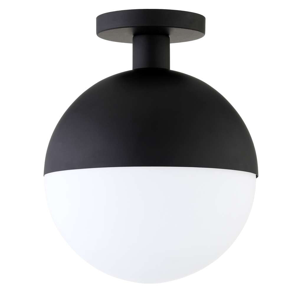 Hudson & Canal - Orb 9.75in Wide Semi Flush Mount with Glass Shade in Blackened Bronze/White - SF1772 veiw 1