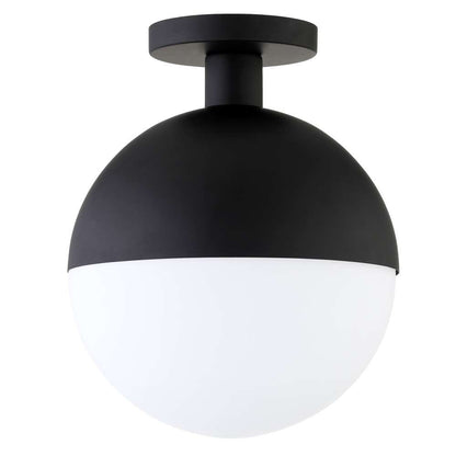 Hudson & Canal - Orb 9.75in Wide Semi Flush Mount with Glass Shade in Blackened Bronze/White - SF1772 veiw 1