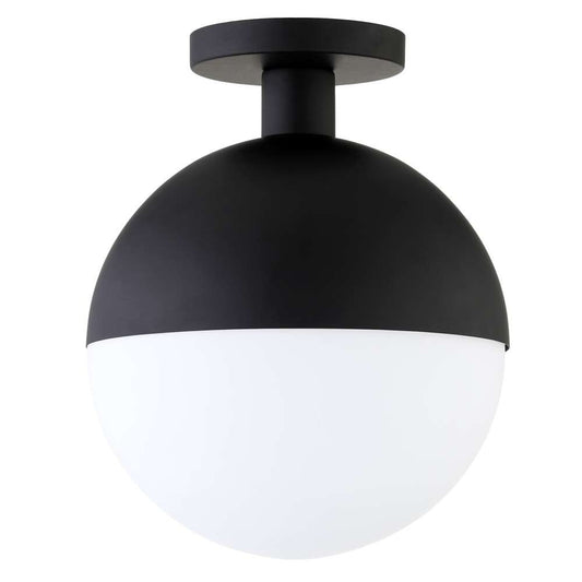 Hudson & Canal - Orb 9.75in Wide Semi Flush Mount with Glass Shade in Blackened Bronze/White - SF1772 veiw 1
