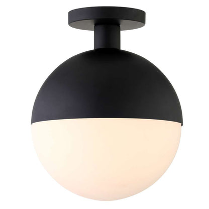 Hudson & Canal - Orb 9.75in Wide Semi Flush Mount with Glass Shade in Blackened Bronze/White - SF1772 veiw 3