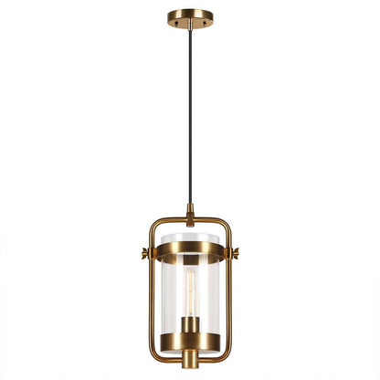 Hudson & Canal - Orion 11in Wide Industrial Pendant with Glass Shade in Brass/Clear - PD0248 veiw 1