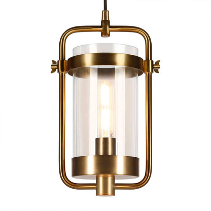 Hudson & Canal - Orion 11in Wide Industrial Pendant with Glass Shade in Brass/Clear - PD0248 veiw 4
