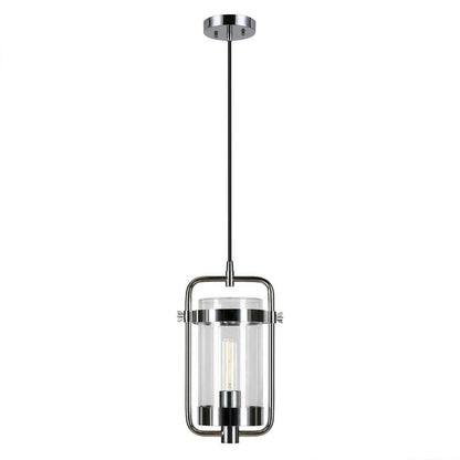 Hudson & Canal - Orion 11in Wide Industrial Pendant with Glass Shade in Polished Nickel/Clear - PD0249 veiw 1