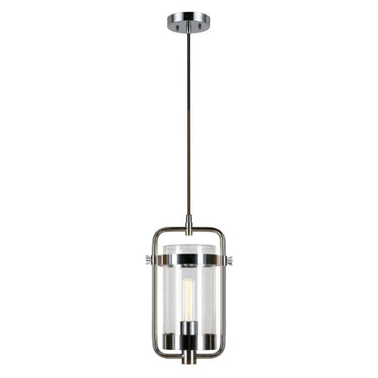 Hudson & Canal - Orion 11in Wide Industrial Pendant with Glass Shade in Polished Nickel/Clear - PD0249 veiw 3