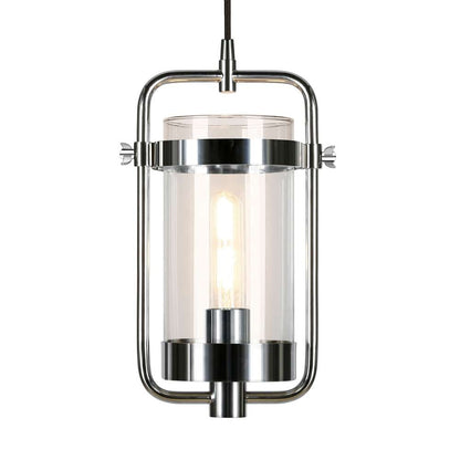 Hudson & Canal - Orion 11in Wide Industrial Pendant with Glass Shade in Polished Nickel/Clear - PD0249 veiw 4