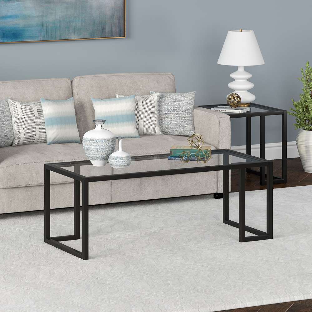 Hudson & Canal - Oscar 45in Wide Rectangular Coffee Table in Blackened Bronze - CT1331 veiw 2