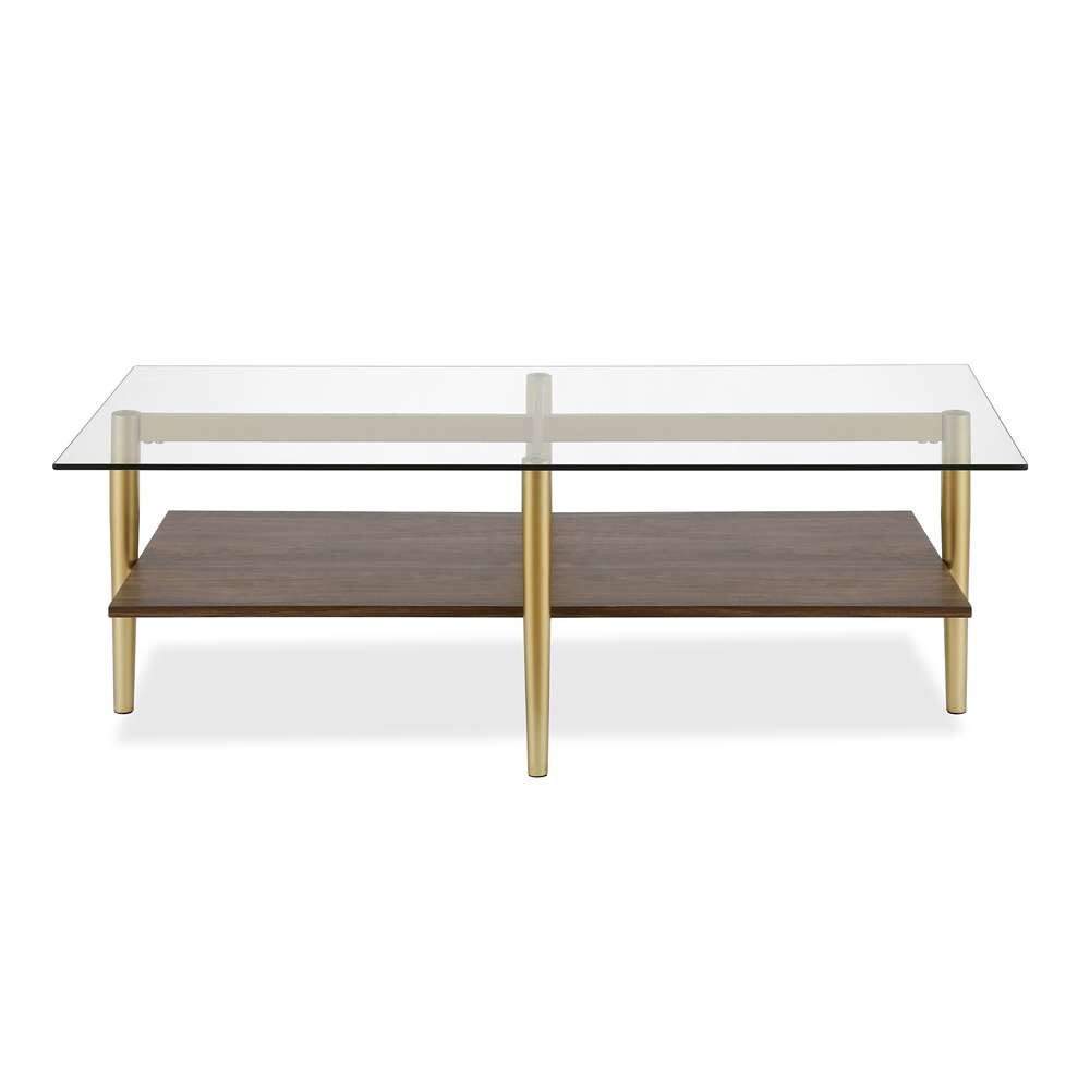 Hudson & Canal - Otto 47 Wide Rectangular Coffee Table with MDF Shelf in Gold and Walnut - CT0138 veiw 3