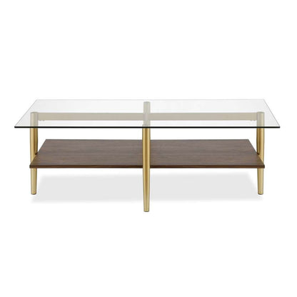 Hudson & Canal - Otto 47 Wide Rectangular Coffee Table with MDF Shelf in Gold and Walnut - CT0138 veiw 3